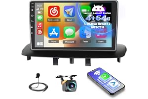 Inefala 4+ Bilradio för Renault Megane 3 2008-2014 Android med Trådlös CarPlay Android Auto, 9'' Bilskärm Bluetooth WIFI G