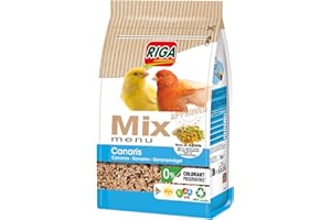 Riga - Menu Mix pour Canaris - Mix Vitaminé - Nourriture pour Oiseaux - Graines Et Céréales - Riche en Alpiste, Protéines Et Amidon - sans Colorant, Ni Conservateurs - Sain Et Équilibré - 1 kg