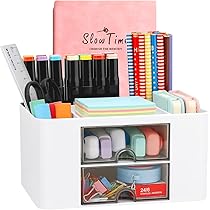 Hggzeg Organiseur De Bureau Blanc Avec Tiroir Multifonctionnel Pour La