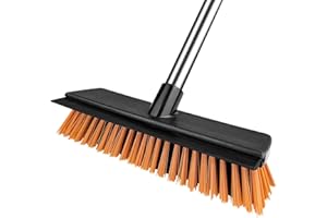 Noxtioanip Balai de Jardin, Balai de Rue avec Filetage et Manche à Vis, Brosse à Récurer, Brosse de Gardin, pour Nettoyer Le Balcon, La Terrasse, Le Jardin, L'intérieur et L'extérieur