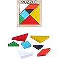 Henbrandt Children's Wooden Puzzle Tangram Shape Logic Game Kids Brain Puzzles Developmental Toys Learning Games