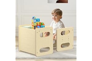 Yornoli Toddler Table and Chairs Set–Kids Children Table and Height-Adjustable Chair Sets, Safe and Sturdy, Ideal for Play, Drawing, and Eating – Perfect for 1-3 Years Old, Easy to Assemble, BPA-Free