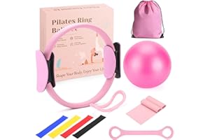 Jazcimdo 10 Teiliges Pilates Set, Pilates Ball Pilates Ring Zubehör Set für Zuhause, Pilates Essential Kit für Frauen mit Yoga Ball, Yoga Ring, Pilatesring und Zubehör für Stretching und Fitness