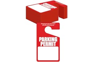 Parking Permit Hang Tags, 50 Pack, Poly Plastic Parking Placards, Temporary Parking Passes, Bulk Pack, 3" x 5" Placards for Rearview Mirror, Thick Gauge (0.2"/0.5 mm), by Better Office Products (Red)