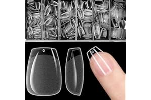 ZIFUTON 600 Pcs Capsule Americaine Ongle,Faux Ongles Transparente,Capsule Ongle Gel x Pose Americaine,Artificiel Capsule Ongles Pose Americaine Couverture Complète-12 Tailles Court Ballerine