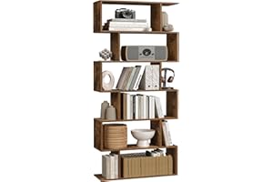 VASAGLE Bookshelf, 6-Tier Bookcase, 24 x 70 x 191.6 cm, Room Divider, Cube Display Shelf, Freestanding Storage Shelf, Modern Style, for Living room, Bedroom, Office, Rustic Brown LBC61BX