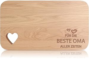 BOYATONG Tabla de desayuno de madera, tabla de madera grabada, tabla de desayuno con corte de corazón, regalos para abuela, regalo para el Día de la Madre