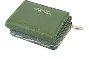 ANYWN Portafogli donna piccolo, Borsellino piccolo con grande capacità, Elegante Portafoglio donna con grande tasca portamonete Verde oliva