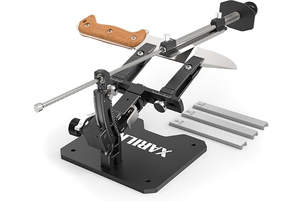 XARILK knivslipar-kit, aluminium-proffs, 3 diamantplattor (320#, 800#, 2000#) för köksknivar