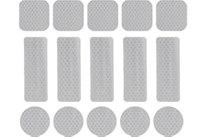 TA-VIGOR 30Pcs Reflective Stickers, Waterproof Self-Adhesive Safety Reflective Tape, High Visibility Night Warning Strips for Clothing, Helmets & Vehicles, Silver Round Square Rectangle