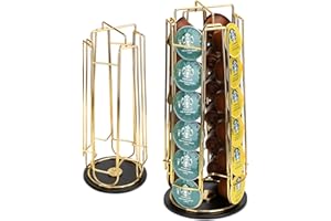 MEELIOCAFE MeeliCafe Portacapsule Girevole Dolce Gusto per Cialde caffè Dolce Gusto, Portacapsule Girevole per 24 Capsule, Accessori Dosatore Capsule Dolce Gusto, Oro