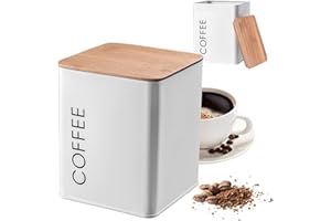 KADAX Barattolo in Acciaio Verniciato a Polvere con Chiusura Ermetica, Contenitore con Coperchio per la Conservazione del Caffè (Coffee, Bianco)