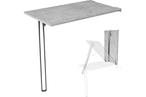 KDR PRODUKTGESTALTUNG Tavolo pieghevole a parete Piano di lavoro 80x50 cm in cemento Tavolo pieghevole Tavolo da pranzo Tavolo da cucina a parete Altezza tavolo 74 cm