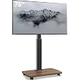 Carrello da pavimento con ruote e altezza regolabile con staffa inclinabile per monitor con portata 50kg e VESA fino a 600x400mm, completo di ripiano e alloggio per webcam, nero - Supporti monitor