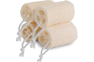 O2frepak 4 szt. 6 x 10 cm naturalna gąbka luffa, organiczna gąbka luffa, organiczna gąbka Luffa, do szorowania prysznica i czyszczenia kuchni, 4 szt