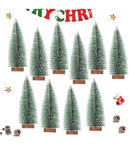 Lot De 6 Sapins De Noël Miniatures Artificiels - Tailles 10, 15 Et 20 Cm - Décoration Table, Fenêtre, DIY - Avec Flocons De Neige