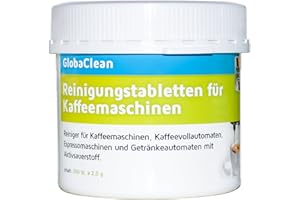GLOBACLEAN Tabletki czyszczące do w pełni automatycznych ekspresów do kawy – 250 sztuk po 2 g – kompatybilne z Jura, Siemens, Delonghi, Philips, Saeco, Melitta, Krups, Bosch, Miele i wielu innych.