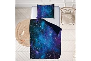 ‎ULTICOOL Ulticool – Bettbezug – Galaxis-Astronaut Universum Planeten Sterne – 140 x 200 cm – Kissenbezug 60 x 70 cm – für Bettdecke 1 Person Zimmer - Kleinkinder Kinder Jungen Mädchen – Blau