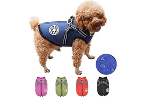 RARSSA Manteau d'hiver Imperméable pour Chien Chaud avec Harnais, Veste Imperméable pour Chiens d'hiver pour Petits, Moyens et Grands Chiens, Bulldog Français Chihuahua Labrador