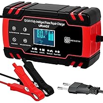 Husgw Chargeur De Batterie 12V/24V 8A,chargeur Intelligent Doté De Multiples Fonctions De Protection, De Maintenance Et De Réparation Automatiques,adapté Aux Voitures,camions,AGM,Gel Et SLA (8-100 AH