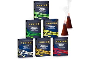 ‎FUMINO Fumino Räucherkegel-Set Tropische Geschmäcker Multipack - Frische Räucherkerzen mit Masala Agarbatti Joss Duft - 6 Boxen 120 Räucherkegel für Entspannung und Meditation für zuhause und als Deko