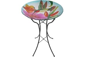 TEAMSON HOME Peaktop Garten Terrasse Dekor Glas Vogelbad Wasser Metall Tisch Ständer 3206780