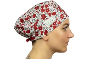 CHRYSVAL - Calot Couvrant Romance - Bonnet Médical ou Calot Cuisine Unisexe 100% Coton Oeko-Tex - Réglable Avec Attaches Et Elastique