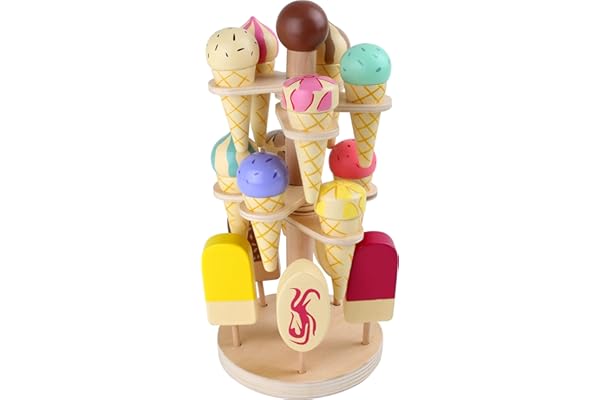 small foot Présentoir à glaces mobile en bois, accessoires pour la boutique et cuisine d'enfant, à partir de 3 ans, 1248
