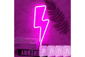 YIVIYAR LED Lightning Bolt Neon Light Neon Wall Signs for Bedroom Pink Lightning LED Neon Light Sign Wall Lamp Battery/USB Powered for Home Decor Light up Christmas Wedding Bar Festive