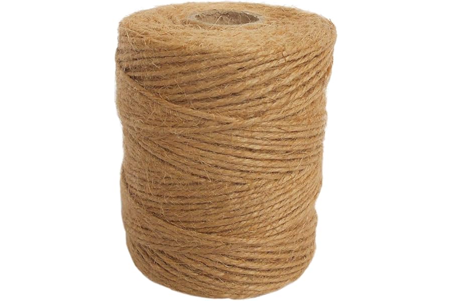 ANSIO Natural Jute Twine, 101 m / 333 ft – 2 mm 3-ply Rustic Brown Garden Twine String for Crafts, Floristry, Gift Wrapping & Plant Tying - Pack of 1