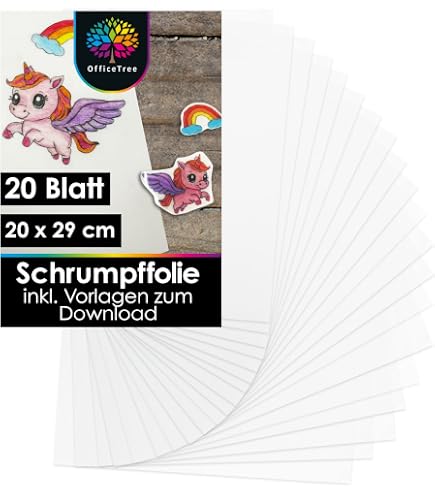 Sweelov 25 Stück Schrumpffolien Bedruckbar A4-Shrinking Paper für Handwerk | Transparent schrumpffolienplatten-Geschenk Mädchen und Junge