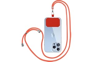 ‎DRUCILLA Drucilla Handykette Universal Abnehmbar, Unisex Handyhülle Kette Lanyard, Handyband zum Umhängen, Handy Kette Einstellbar mit Kordel & Pad, Schlüsselband für alle Smartphones Hüllen, Orange