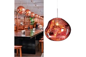 Samnuerly Lava Lampe,Kronleuchter,Unregelmäßiger Glas Lava Lichter Kupferspiegel Wohnzimmer Hängelampen Für Bar,Küche,Wohnzimmer (Rose Gold 40cm)