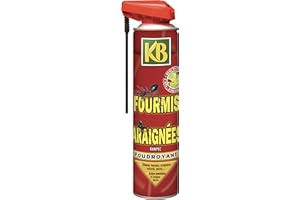 KB HOME DEFENSE KB FOURMIS ARAIGNEES AEROSOL- Action foudroyante et longue durée - Elimine fourmis, araignées, cafards, puces, punaises, cloportes - Double buse - multifonction 2 précisions : jet large ou jet ciblé