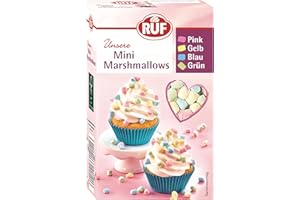 ‎RUF RUF Mini Marshmallows, Mäusespeck in Pastellfarben zum Dekorieren von Torten, Cupcakes und Plätzchen oder als Topping für Heiße Schokolade, 1 x 45g
