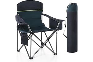 ‎HIGH POINT SPORTS HIGH POINT SPORTS Campingstuhl Faltbar 200kg Klappstuhl Gepolstert mit Getränkehaltern Faltbarer Angelstuhl XXL mit Armlehnen Outdoorstuhl