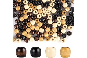 TAEKOOKI 400 Pièces Grosses Perles en Bois, Perles Ovales en Bois Naturel avec Grand Trou, Perles Rondes en Bois, 12 x 11 mm, pour Fabrication de Bijoux Bracelet à Bricoler