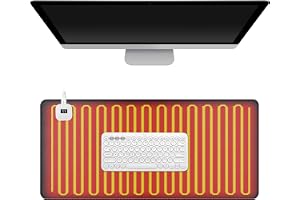 Uppvärmt skrivbordsunderlägg 80 x 33 cm med timer, uppvärmd musmatta, XXL, 6 värmenivåer, 35–55 °C, PU-läder, skrivbord, värm