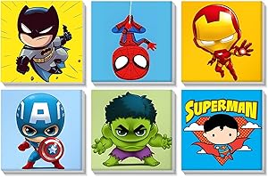 SENQAO Framed Paint by Numbers for Adults Beginners, 6 Packs Cartoon Adult Paint by Numbers Kits On Canvas, DIY Oil Painting Acrylic Craft Art for Home Wall Decor, 8x8in