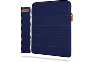 HANOI Collection® Detroit™ Funda para libros de lectura con cremallera acolchada. Funda de libro acolchada grande. Funda libro grande. Funda protectora de libros de lectura (Azul Oscuro, Grande)