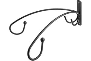 KADAX Gancho de pared doble para macetas, cestas colgantes, macetero, farol, balcón, jardín, soporte para plantas de acero, gancho para macetas, soporte de pared, color negro