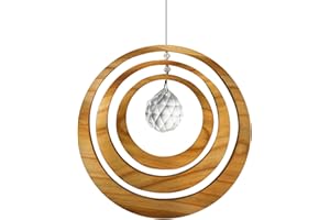mitienda mit Liebe gemacht Décoration de fenêtre Excentrique en Bois avec Cristal Arc-en-Ciel, Mobile de fenêtre Suspendu
