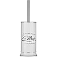 Premier Housewares Le Bain Graphic Toilet Brush and Holder Set Stoneware Brush Holder White Toilet Brushes and Holders Sets, D12xW12xH36