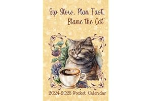 Pocket Calendar 2024-2025: Small 2-Year Monthly Planner for Purse, Cute Cat Cover Design with Funny Quote, Mini Agenda with Holidays.