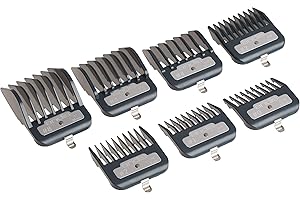 Andis Master Series Lot de 7 peignes de fixation pour tondeuse à cheveux avec clip en métal Noir