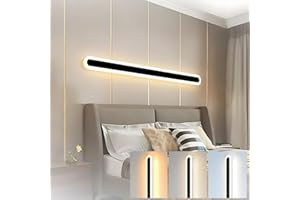 ZTWLEED Aplique Pared Interior LED,44W Lampara de Pared Moderna 3000K/4000K/6000K para Sala de Estar Pasillo Escaleras Apliques Pared Dormitorio,120CM Negro 110-240V
