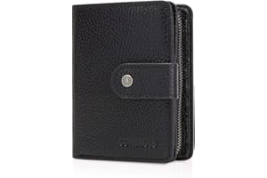 FANDARE portfel damski RFID krótki portfel skórzany skórzany portfel z 12 x gniazdo na karty kredytowe, 1 x kieszeń na monety na podróż, ślub, biznes, portfel, czarny, L