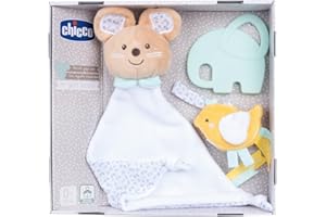 Chicco, Set Regalo Nascita My Sweet DouDou, Morbido DouDou Copertina Topolino, Tenero Portaciuccio in Velluto Soffice, Massaggiagengive Elefantino con Texture in Rilievo, Idee Regalo Neonato 0 Mesi +