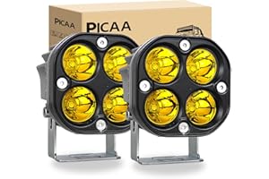 PICAA Yellow 3INCH 40W Led Pods LED Driving Lamp Spot Cube Lights Bar for Off Road Ford Truck Boat Pickup ATV UTV Forklift SUV Motorcycle Fog 12V 24V Scooter Tractor RV Bike Motor (Pack of 2)