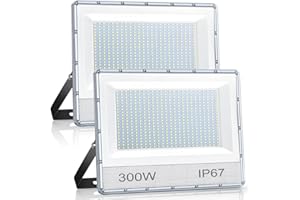 ANNIFUNLY 300w led strahler außen 2 Stücke,30000LM LED Fluter Wasserdicht IP67 Außenstrahler Led,7000K Kaltweiß Flutlicht Led Außen Scheiwerfer Strahler Aussen für Hinterhof,Werkstatt,Garten,Garage,Sportplatz